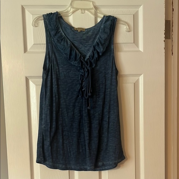 Democracy Ruffled Navy Tank Top - Picture 1 of 4
